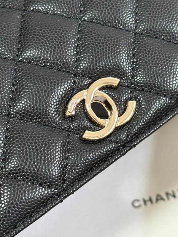 CC Coco Handle Flap Bag 24 Black Quilted Caviar Light Gold Hardware 243475