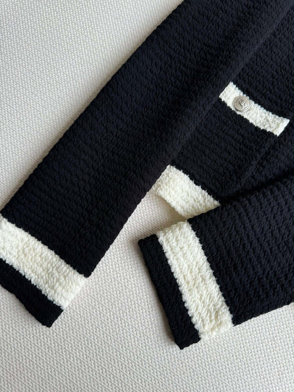 CC Cardigan In Black Mix White Wool