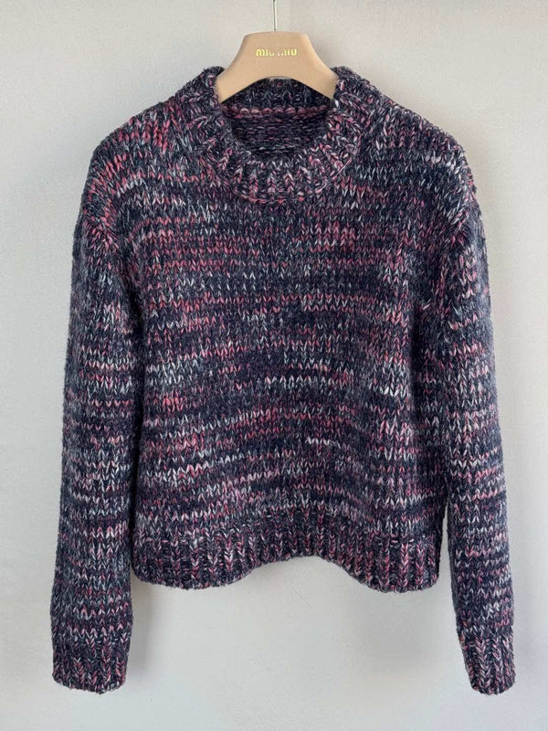 Miu Miu 25 Twisted Snowflake-colored Round-neck Sweater Multicolor Cashmere