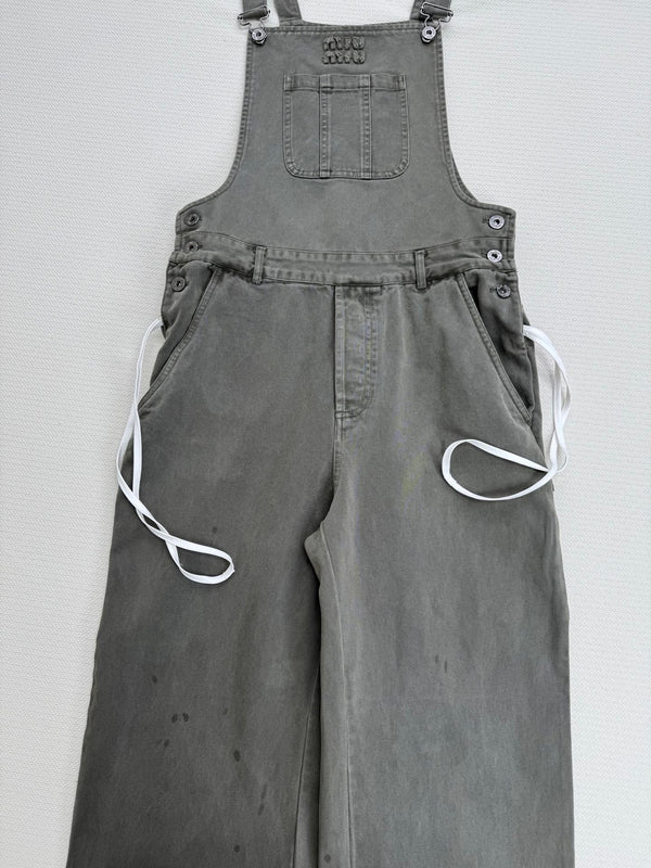 Miu Miu 25 Overalls Gray Green Cotton