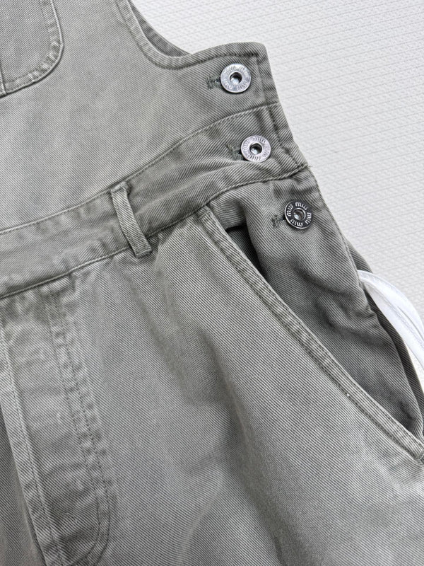Miu Miu 25 Overalls Gray Green Cotton