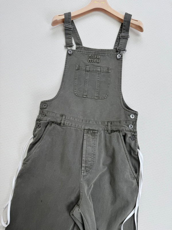 Miu Miu 25 Overalls Gray Green Cotton