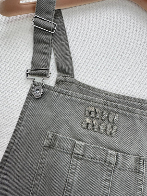 Miu Miu 25 Overalls Gray Green Cotton