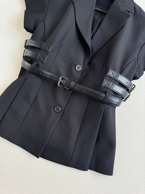 CD 25 Vest With Belt Black Wool Viscose