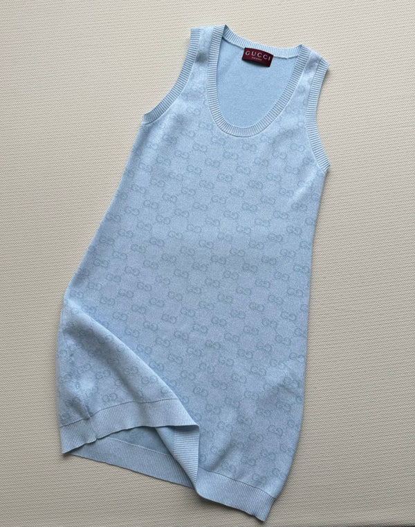 Gucci Knitted Dress Blue Cotton