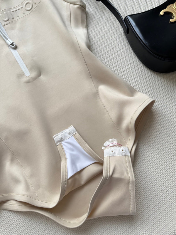 LV Holida Zipper Hooded Jumpsuitn Beige Polyamide Spandex