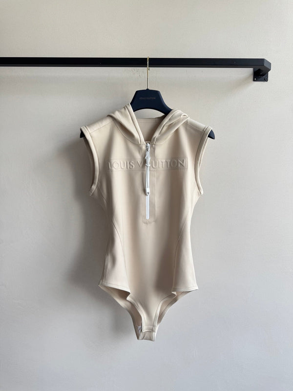LV Holida Zipper Hooded Jumpsuitn Beige Polyamide Spandex