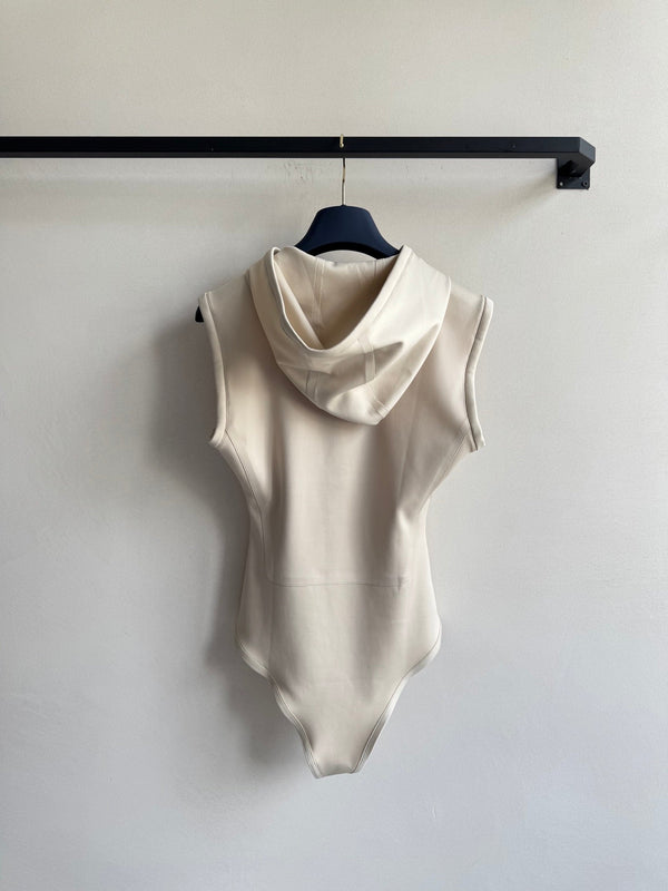 LV Holida Zipper Hooded Jumpsuitn Beige Polyamide Spandex