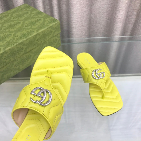 GG  marmont logo - embellished mattelasse leather sandal in yellow