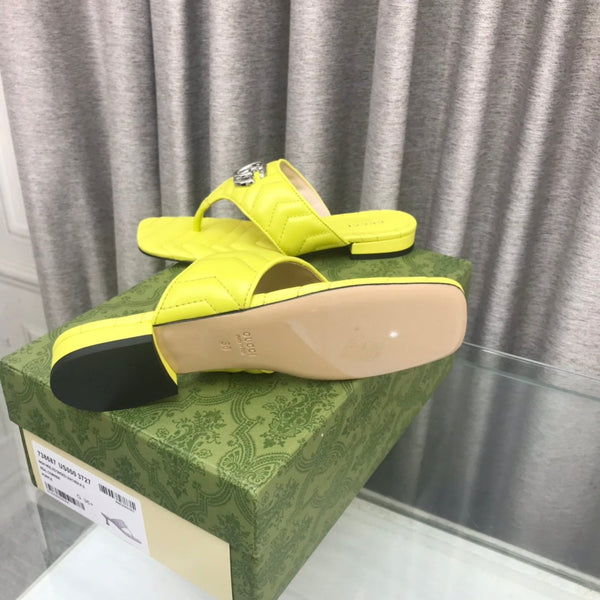 GG  marmont logo - embellished mattelasse leather sandal in yellow