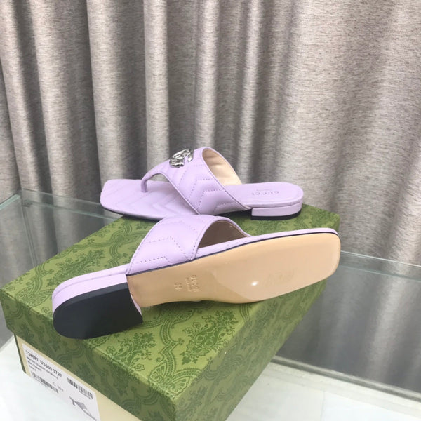 GG  marmont logo - embellished mattelasse leather sandal in purple