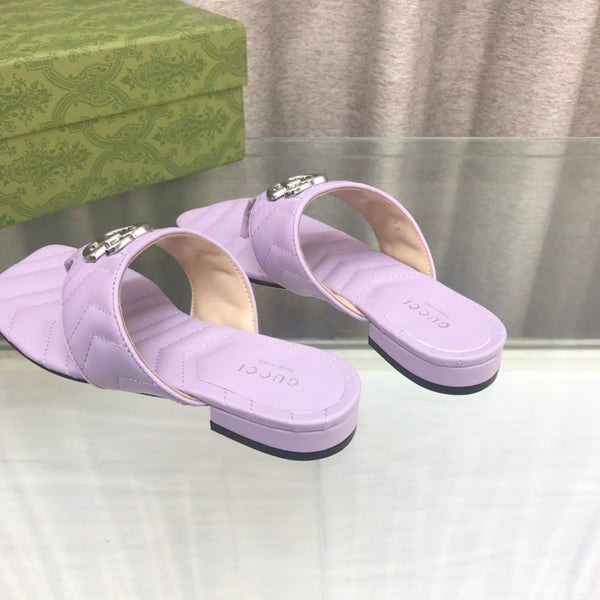 GG  marmont logo - embellished mattelasse leather sandal in purple