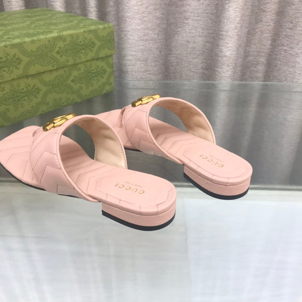 GG  marmont logo - embellished mattelasse leather sandal in pink