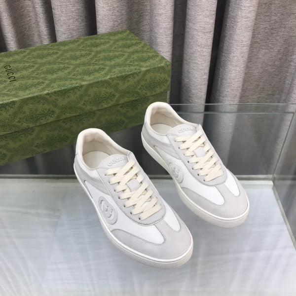 SNEAKER GG INTERLOCKING G IN CAMOSCIO GRIGIO CHIARO