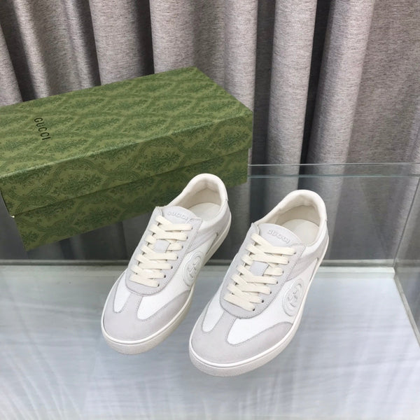 SNEAKER GG INTERLOCKING G IN CAMOSCIO GRIGIO CHIARO