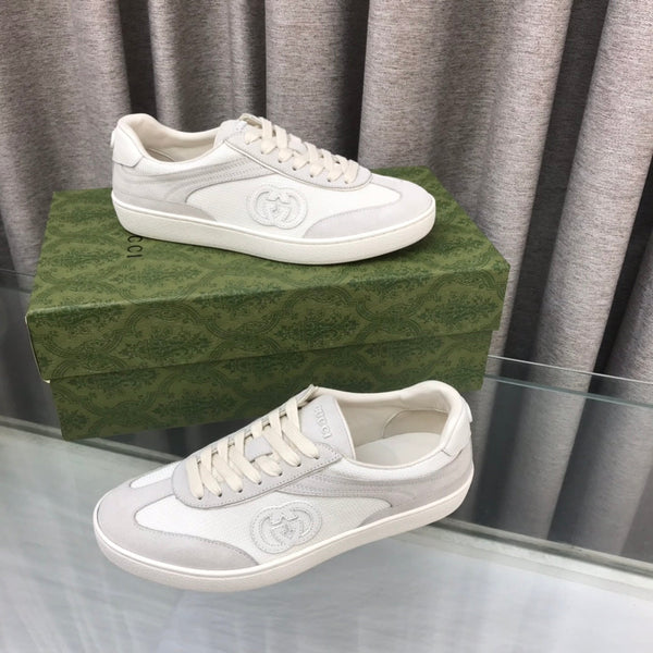 SNEAKER GG INTERLOCKING G IN CAMOSCIO GRIGIO CHIARO