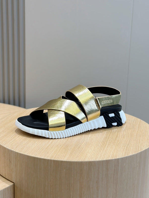 HM ELECTRIC SANDAL METALLIC GOLD CALFSKIN