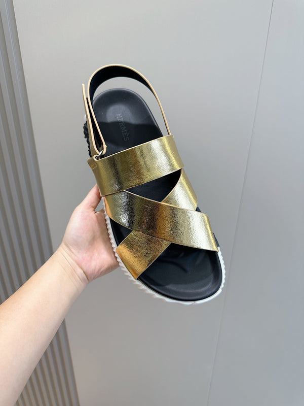 HM ELECTRIC SANDAL METALLIC GOLD CALFSKIN