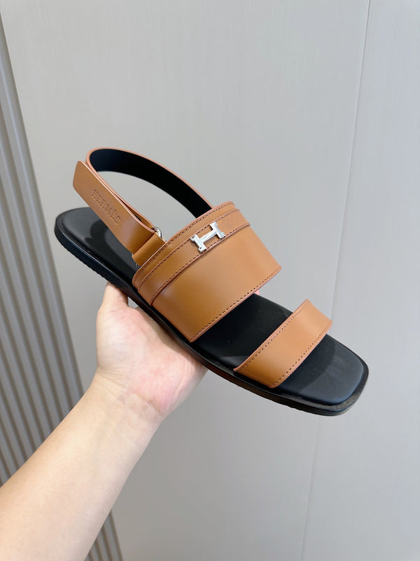 SANDALO BASSO HM HENRIO IN PELLE DI VITELLO CARAMELLO