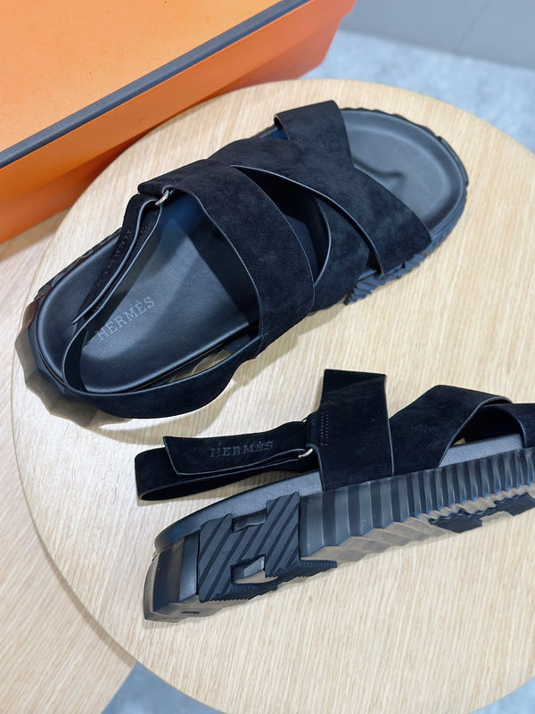 HM ELECTRIC SANDAL BLACK SUEDE AND CALFSKIN