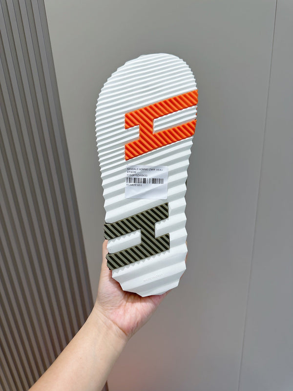 HM ELECTRIC SANDAL MOSS FABRIC AND CALFSKIN