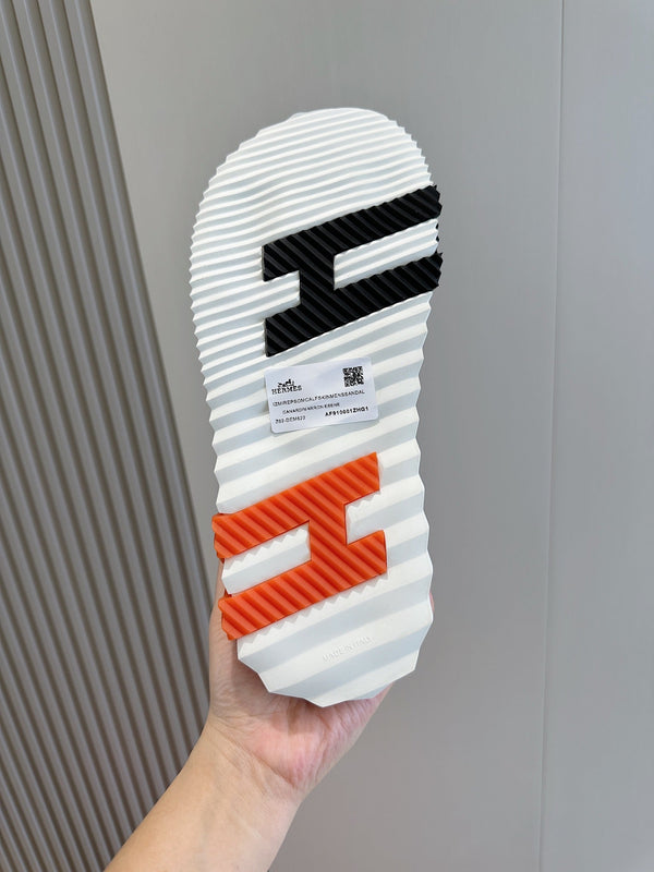 HM SLIPPERS BLACK AND NAVY MONOGRAM CANVAS