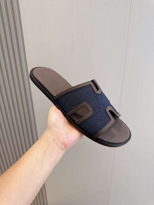 SANDALO HM IZMIR IN DENIM E TESSUTO GRIGIO