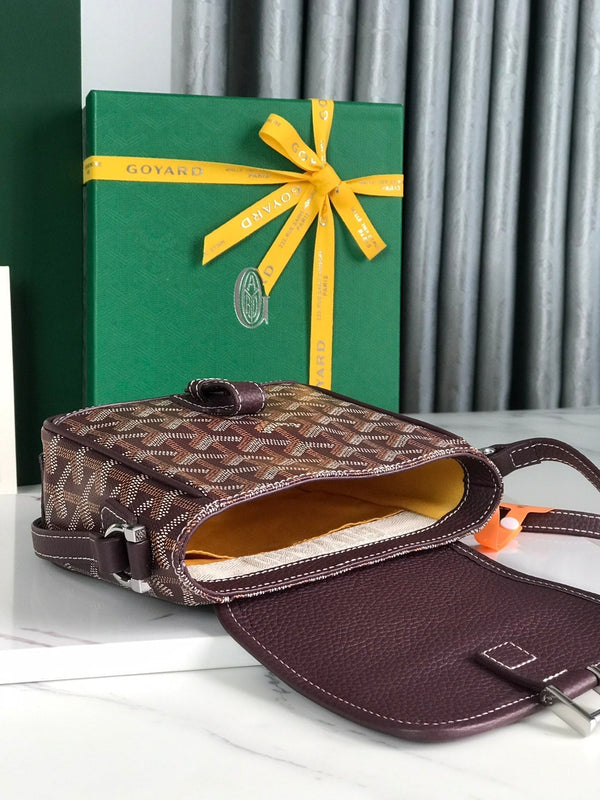 GRAND BLEU 16 IN TELA GOYARDINE ROSSO VINO E PELLE DI AGNELLO