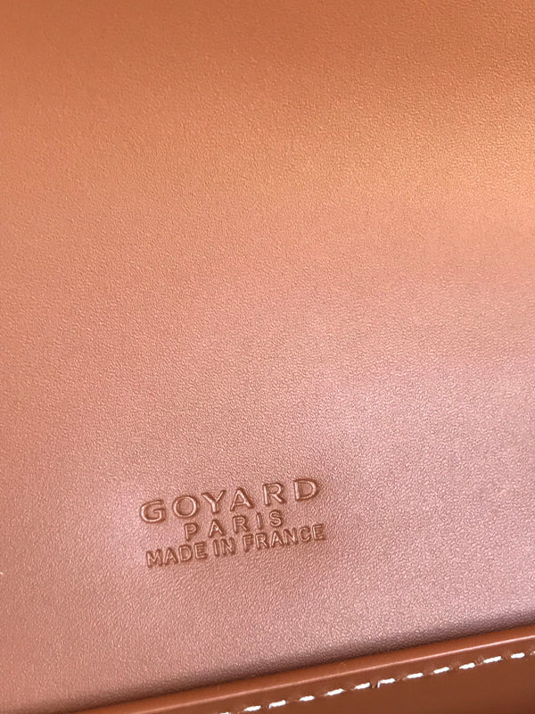 DUCHESSE MARIE-CAROLINE BAG 25 IN BLACK GOYARDINE CANVAS AND TAN SMOOTH CALFSKIN