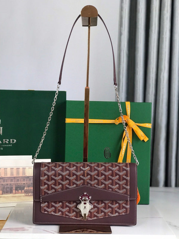 DUCHESSE MARIE-CAROLINE BAG 25 IN WINE RED GOYARDINE CANVAS AND SMOOTH CALFSKIN