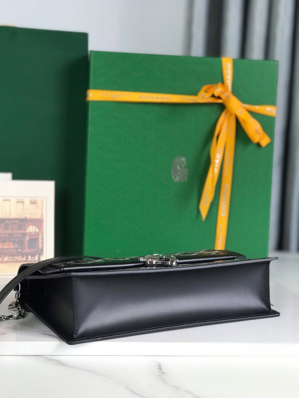 DUCHESSE MARIE-CAROLINE BAG 25 IN BLACK GOYARDINE CANVAS AND SMOOTH CALFSKIN