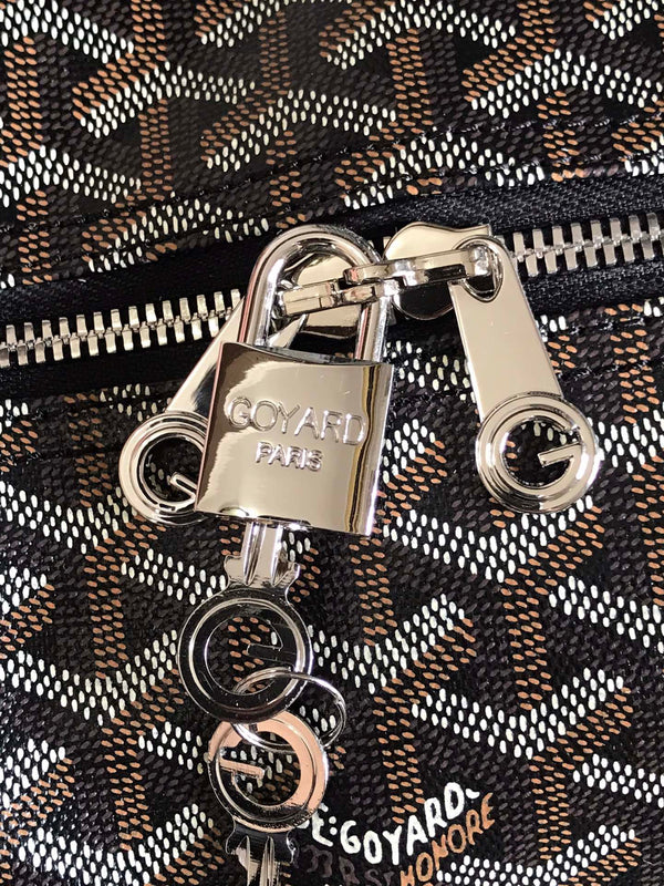 BOSTON 50 BAG IN BLACK GOYARDINE CANVAS AND CALFSKIN TRIM