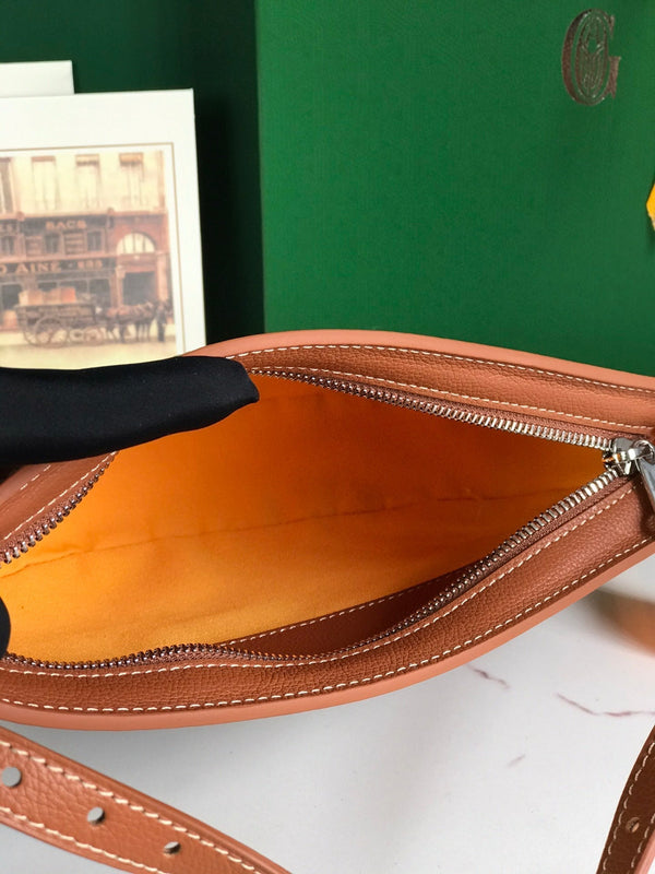 BORSA HIRONDELLE 25 IN AGNELLO TAN E TELA GOYARDINE NERA