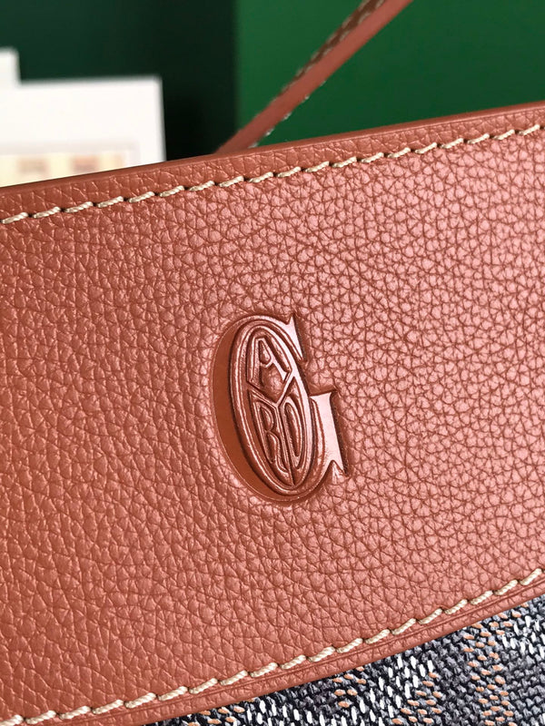 BORSA HIRONDELLE 25 IN AGNELLO TAN E TELA GOYARDINE NERA