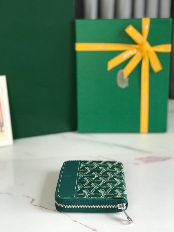 MATIGNON MINI WALLET 11 IN GREEN GOYARDINE CANVAS AND CALFSKIN