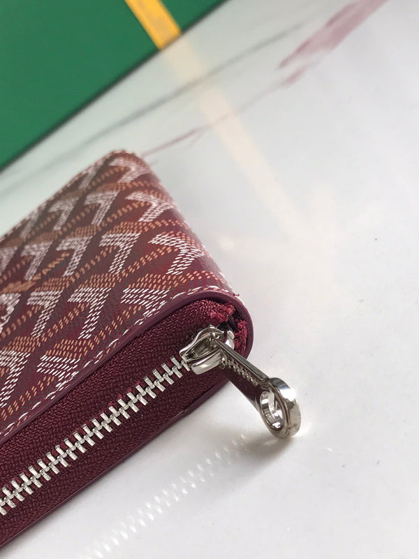 MATIGNON MINI WALLET 11 IN WINE RED GOYARDINE CANVAS AND CALFSKIN