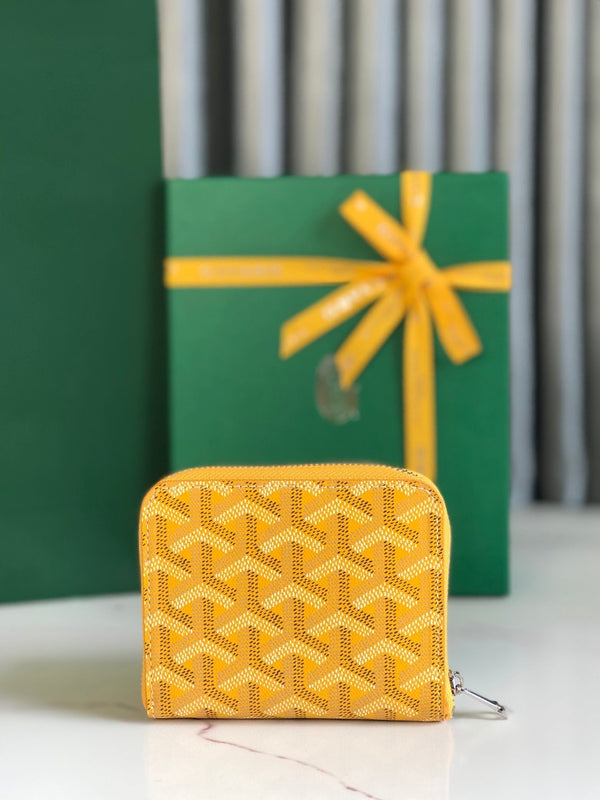 MATIGNON MINI WALLET 11 IN YELLOW GOYARDINE CANVAS AND CALFSKIN