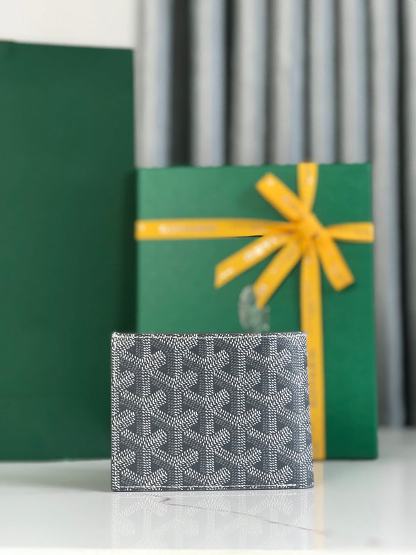 Goyard Victoire Wallet 11cm Grey Canvas & Cafskin