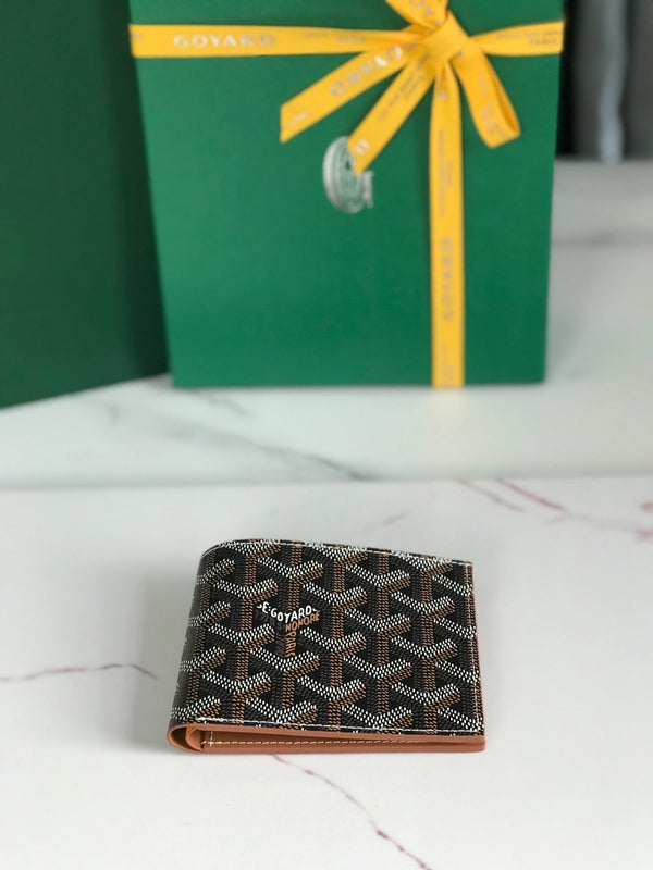 Goyard Victoire Wallet 11cm Black Tan Canvas & Cafskin