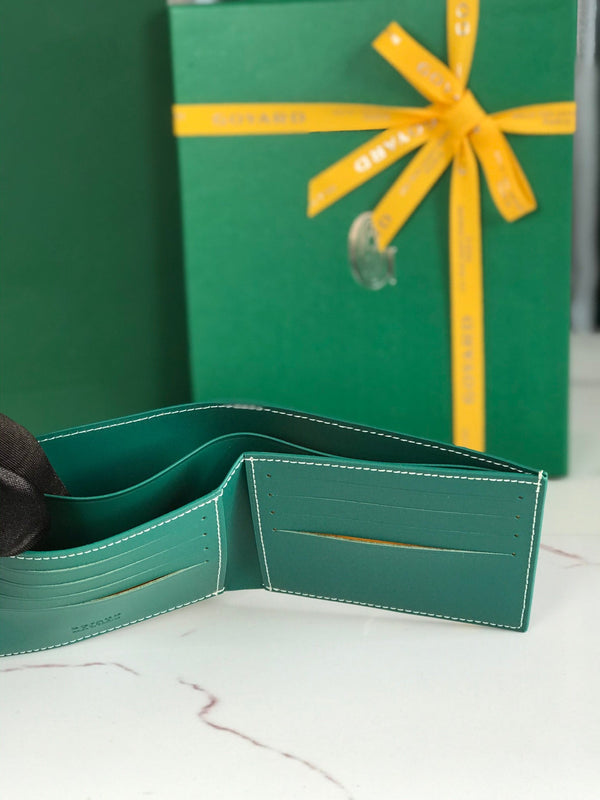 Goyard Victoire Wallet 11cm Green Canvas & Cafskin