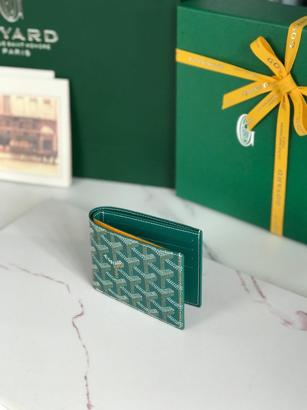 Goyard Victoire Wallet 11cm Green Canvas & Cafskin
