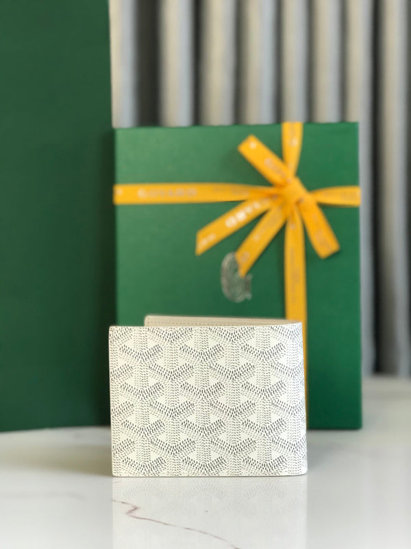 Goyard Victoire Wallet 11cm White Canvas & Cafskin