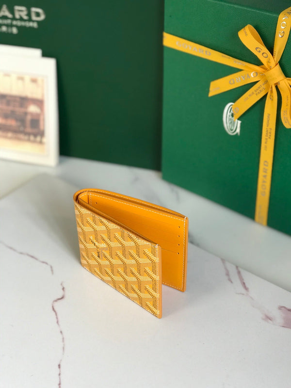 Goyard Victoire Wallet 11cm Yellow Canvas & Cafskin