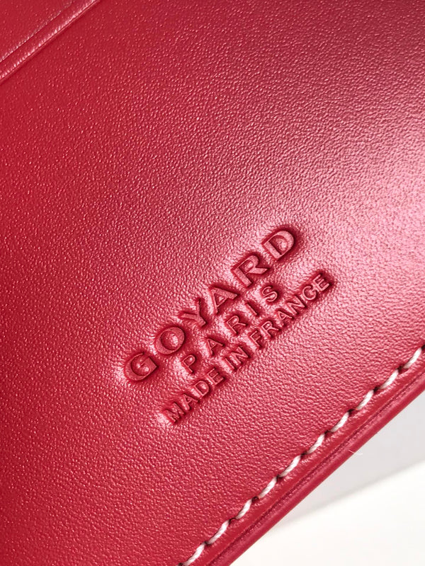 Goyard Victoire Wallet 11cm Red Canvas & Cafskin