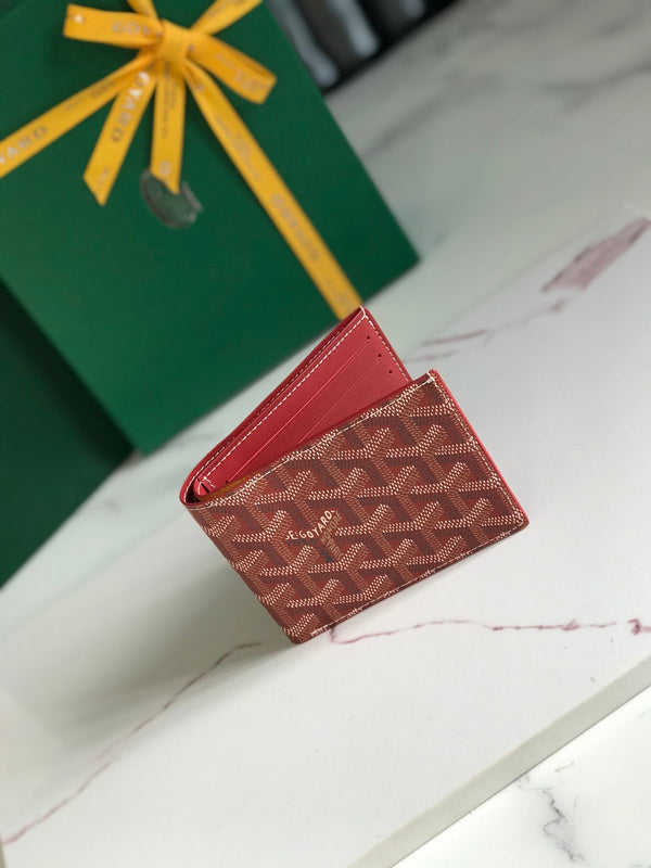 Goyard Victoire Wallet 11cm Red Canvas & Cafskin