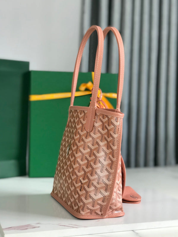 ANJOU MINI BAG 20 IN MANHATTAN PINK  CALFSKIN AND GOYARDINE CANVAS