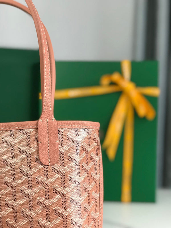 ANJOU MINI BAG 20 IN MANHATTAN PINK  CALFSKIN AND GOYARDINE CANVAS