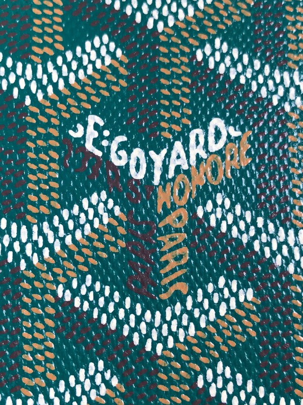 Goyard Grenelle Passport Cover 10cm Green Canvas & Cafskin