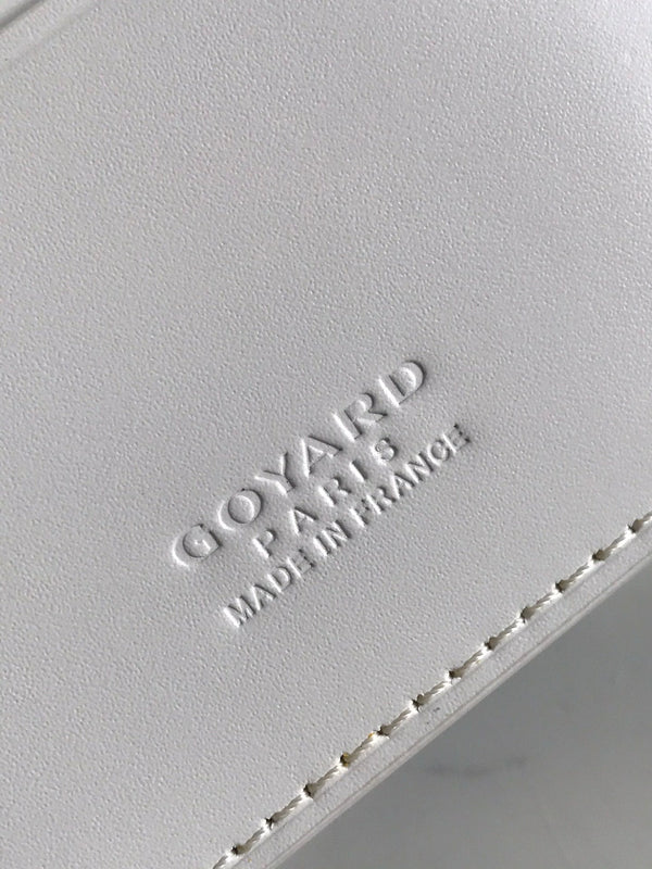 Goyard Grenelle Passport Cover 10cm White Canvas & Cafskin