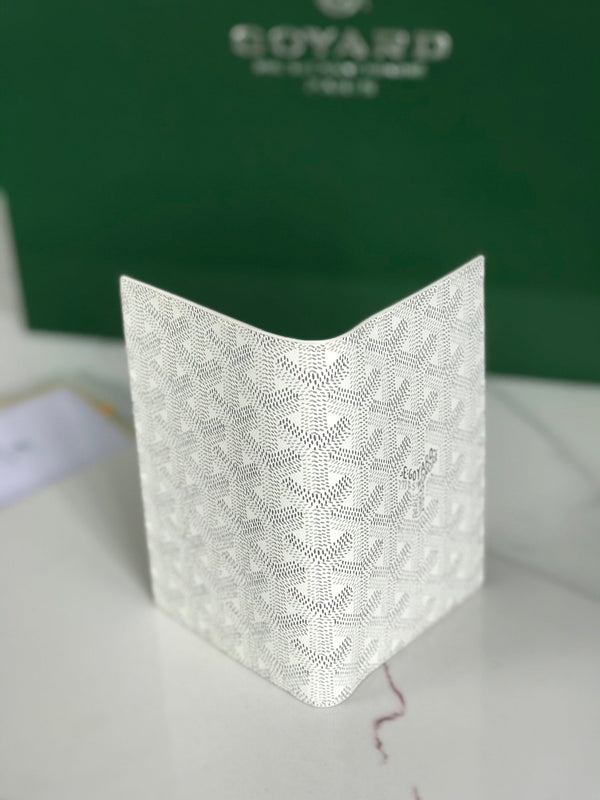 Goyard Grenelle Passport Cover 10cm White Canvas & Cafskin